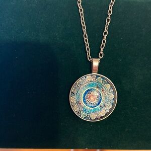NWOT Blue Mandala/Boho Pendant Necklace